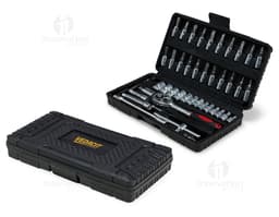 Kit Ferramenta 45 peças em estojo com diversas ferramentas como chaves de fenda, alicates, martelo e outros acessórios.