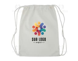 Mochila Saco em Algodão com design moderno e textura de tecido. Ideal para compras, presentes ou para transportar objetos. A