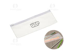 Estojo Zip Zap azul com fecho de zíper, ideal para armazenar materiais de papelaria.