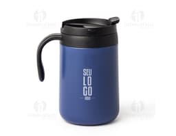 500ml stainless steel thermal mug with lid and handle.