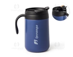 500ml stainless steel thermal mug with lid and handle.
