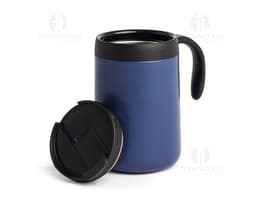 500ml stainless steel thermal mug with lid and handle.
