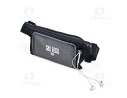Pochete esportiva lycra preta de couro para transporte de objetos durante atividades esportivas, feita de material resistente