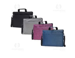 Pasta para notebook de 15,6 polegadas feita de poliéster preto, com alças de couro, fecho de zíper, elegante e moderna. Ideal