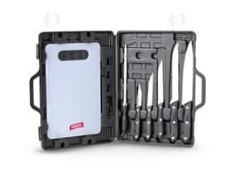 BBQ Set 7 Pieces in stainless steel with carrying case.