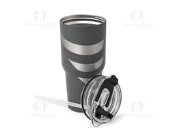 Produto: Copo Térmico Inox 800ml, na cor prata, com tampa e alça ergonômica.