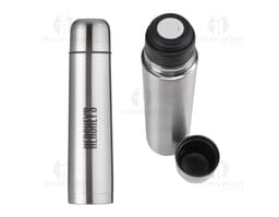 Garrafa térmica de aço inoxidável com capacidade de 1 litro, com design elegante e moderno.