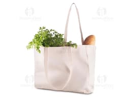 Pink cotton tote bag, empty, with handles and elegant design. Targeted towards a female audience, perfect for shopping in