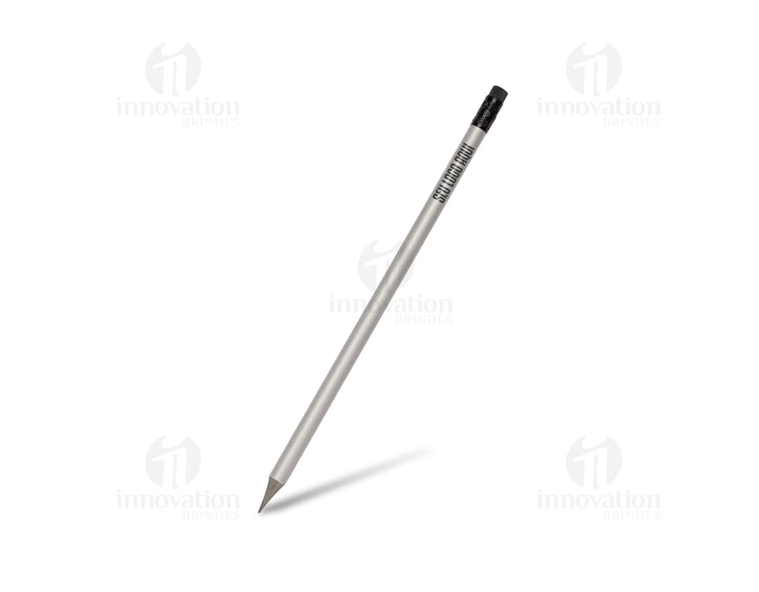Yellow pencil with eraser on a light wood background.