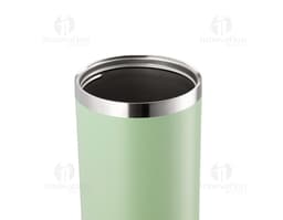 800ml black stainless steel thermal cup with screw lid and handle.