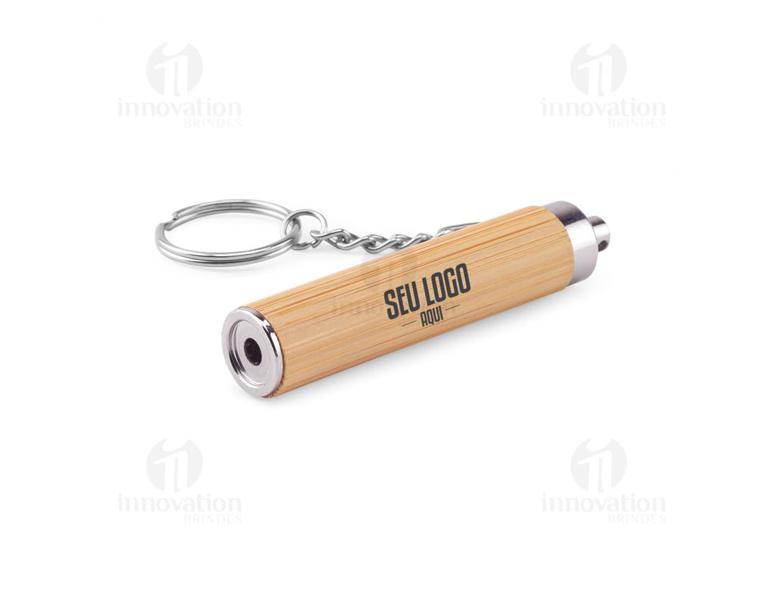 RACHEL Bamboo and ABS Keychain with LED Flashlight