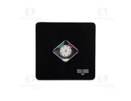 Image of a Poker Set with 100 chips, featuring a modern design in shades of black and silver. The set includes a notebook