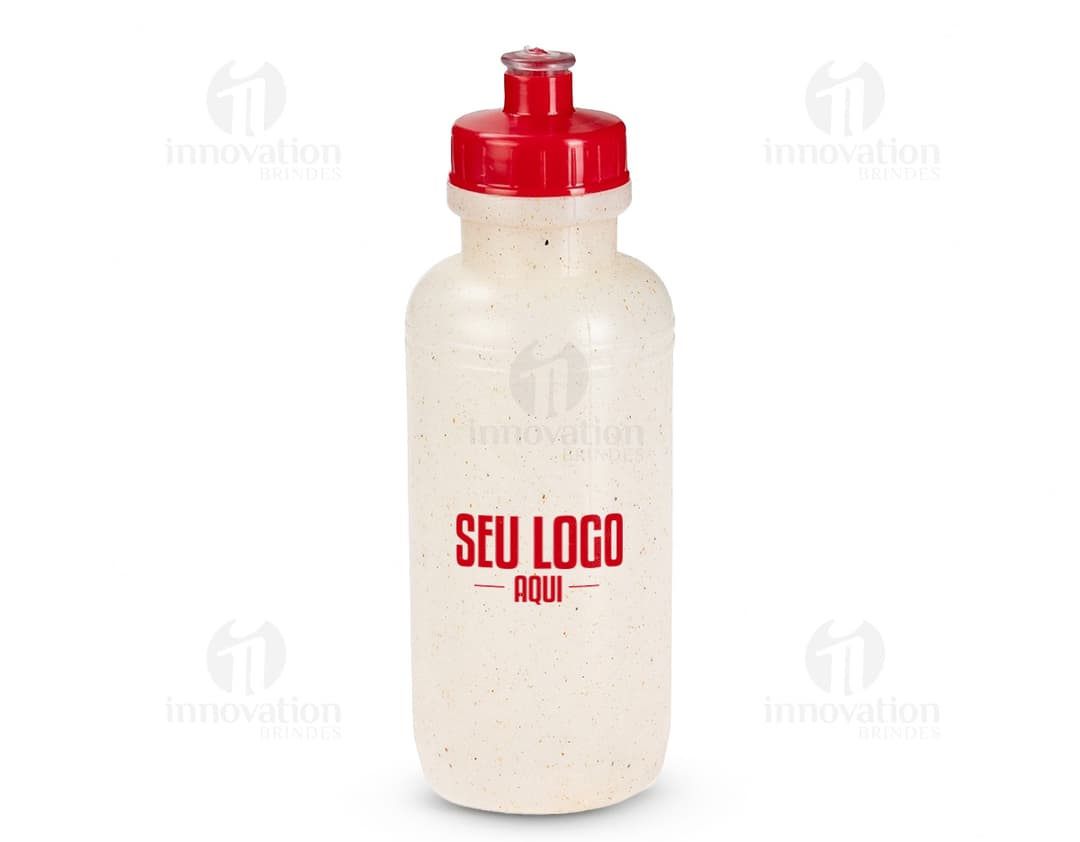Transparent plastic bottle with lid and spout, containing liquid. Eco-Friendly Squeeze 500ml product.