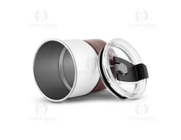 Copo em inox com canudo, ideal para conservar líquidos quentes ou frios. O copo possui um design colorido e criativo