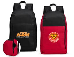 Mochila de poliéster preta com design moderno e elegante, com alças de couro, fecho de zíper, símbolo de bandeira nacional