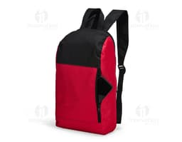 Mochila de poliéster preta com design moderno e elegante, com alças de couro, fecho de zíper, símbolo de bandeira nacional