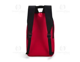 Mochila de poliéster preta com design moderno e elegante, com alças de couro, fecho de zíper, símbolo de bandeira nacional