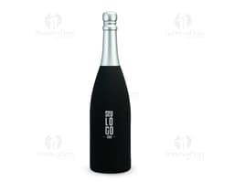 Kit vinho 5 peças contendo garrafa de champagne, taça de vinho, rolha, saca-rolhas e cápsula. Ideal para celebrações e