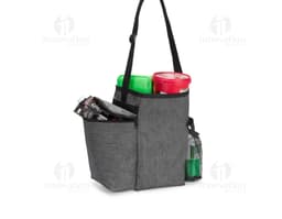 Borsa in poliestere PVC mélange, attrezzatura per comunicazione e stoccaggio. Realizzata in pelle e carta, con manico e