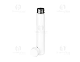 Garrafa de aço inoxidável de 250ml com design moderno e metálico. Equipamento de higiene com dispenser de sabonete líquido