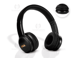 Auricular Bluetooth preto de metal, tecnologia moderna, sem fios, design elegante, ideal para ouvir música com alta qualidade