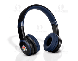 Auricular Bluetooth preto de metal, tecnologia moderna, sem fios, design elegante, ideal para ouvir música com alta qualidade