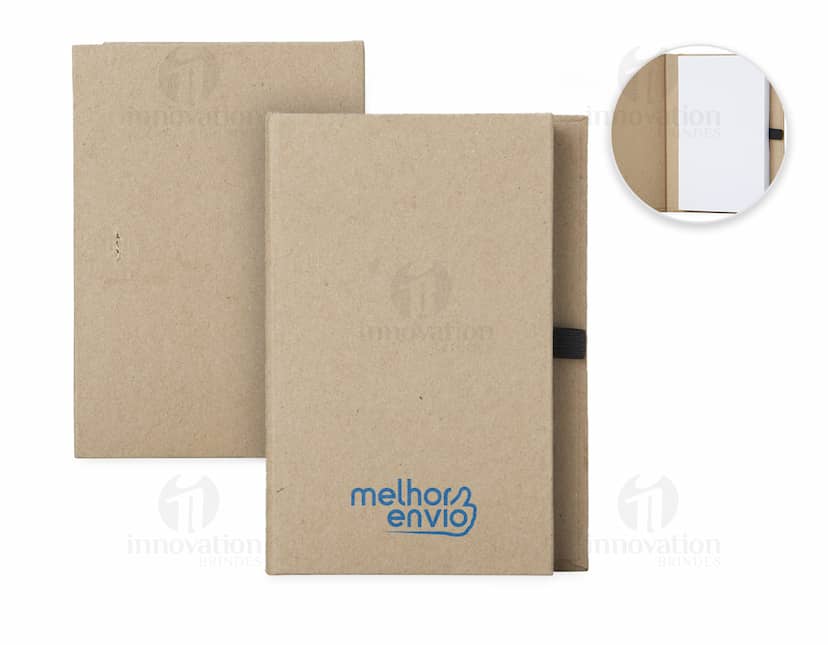 Caderno metalizado grande negócios em tom prata brilhante.
