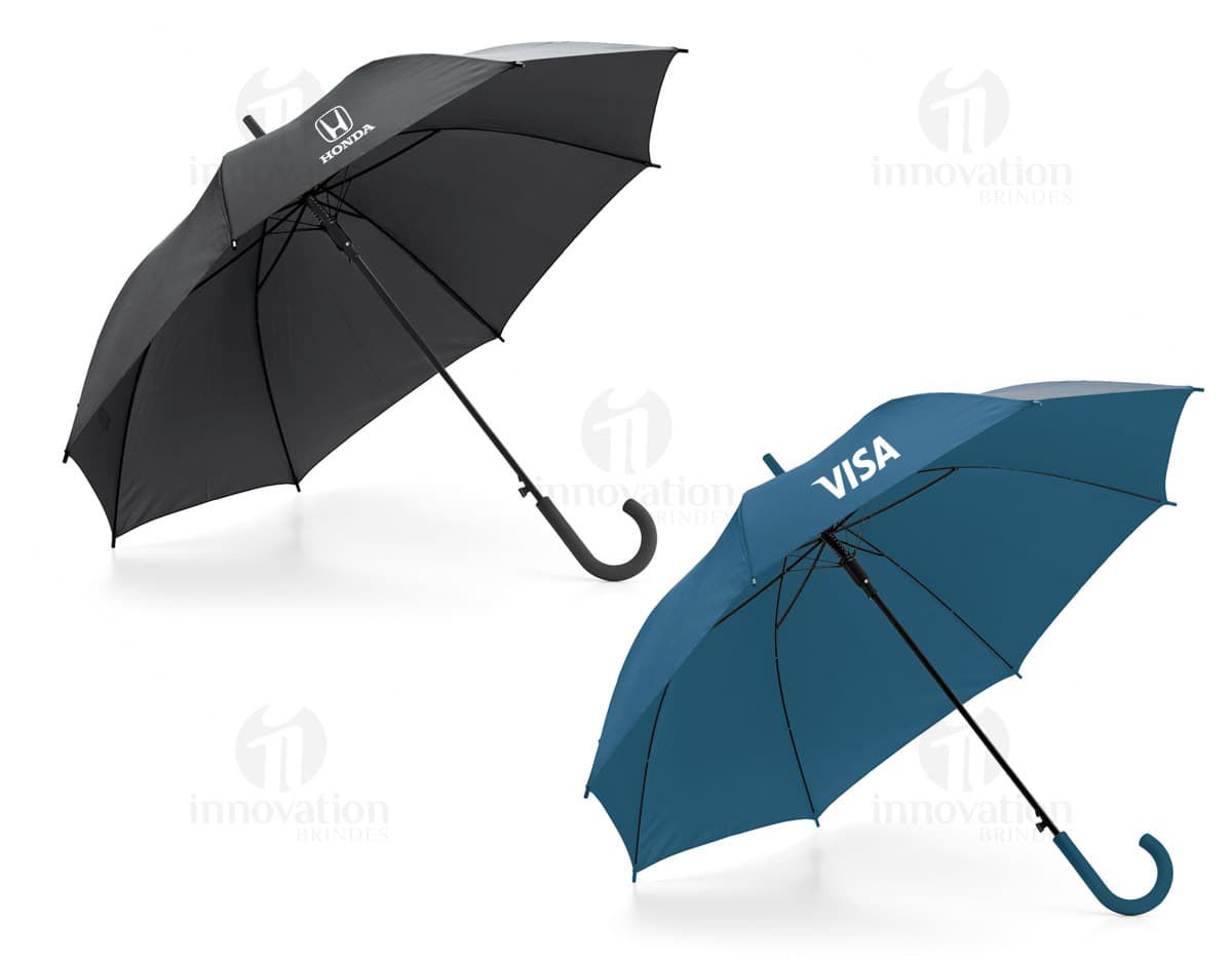 Guarda-chuva de poliéster 190T na cor azul escuro.