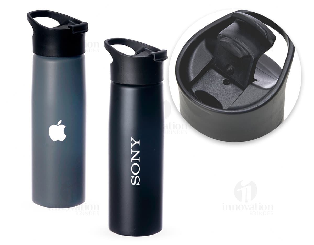 Grenade-shaped aluminum squeeze bottle with matte finish and handle, suitable for storing liquid products like oil, lotion, or beverage.