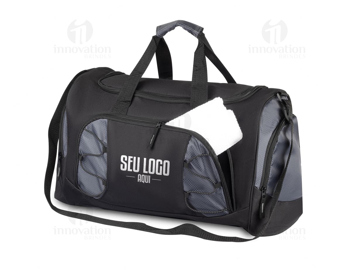 Bolsa térmica de 33 litros, cor cinza, com alças de transporte e zíper frontal.