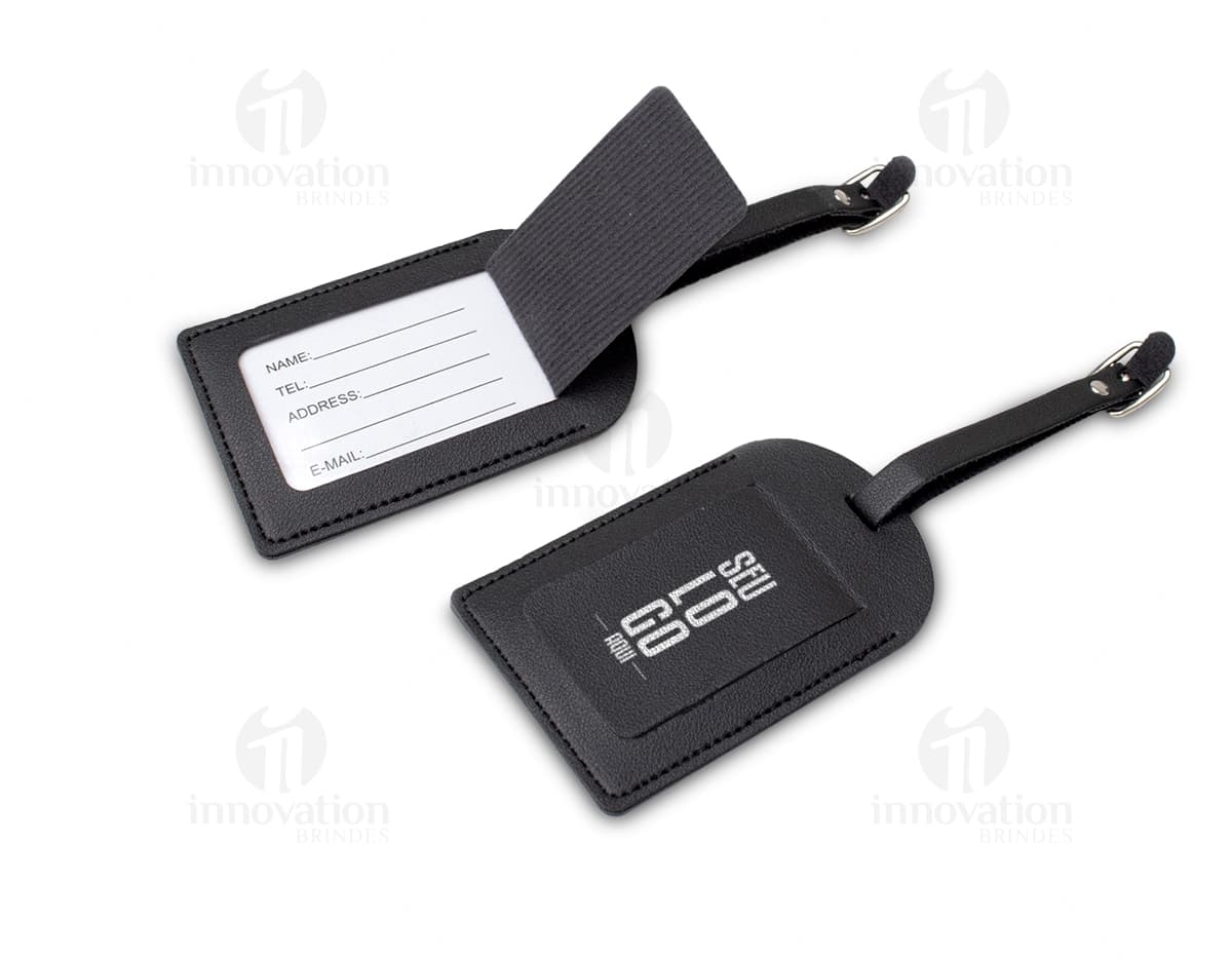 Identificador de bagagem em metal preto - Ideal para identificar sua bagagem de forma prática e segura. Produto durável e resistente, perfeito para viagens. Adquira já o seu! #IdentificadorDeBagagem #Viagem #Prático