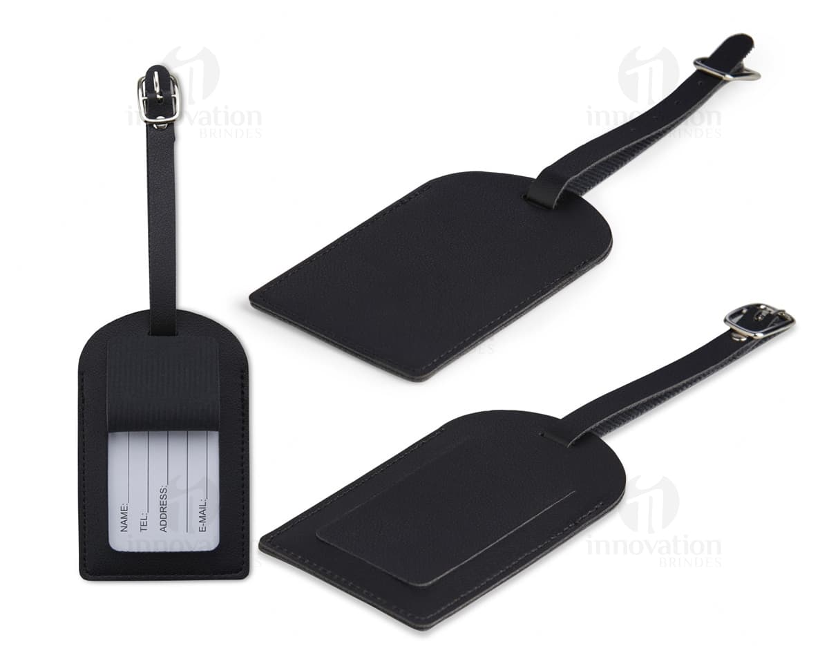 Identificador de bagagem em metal preto - Ideal para identificar sua bagagem de forma prática e segura. Produto durável e resistente, perfeito para viagens. Adquira já o seu! #IdentificadorDeBagagem #Viagem #Prático