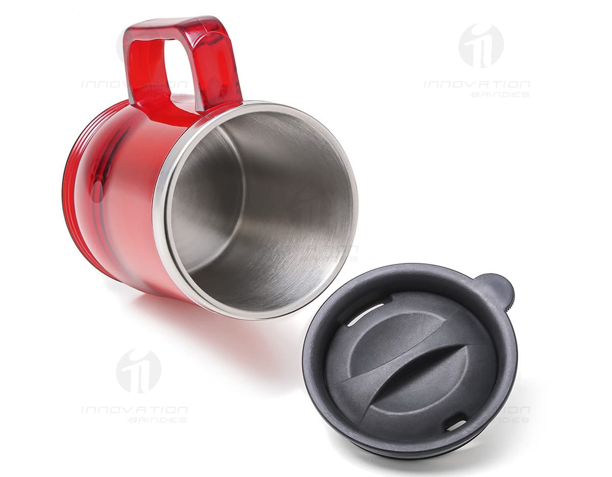 Caneca Mixer 400ml Inox com detalhes em destaque. Caneca Mixer 400ml Inox com detalhes em destaque.