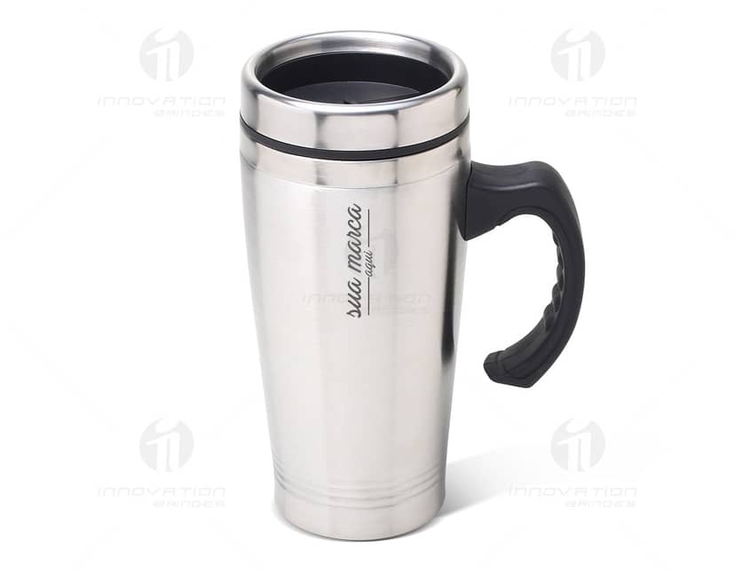 Caneça de metal 350ml - ideal para manter suas bebidas quentes por mais tempo.