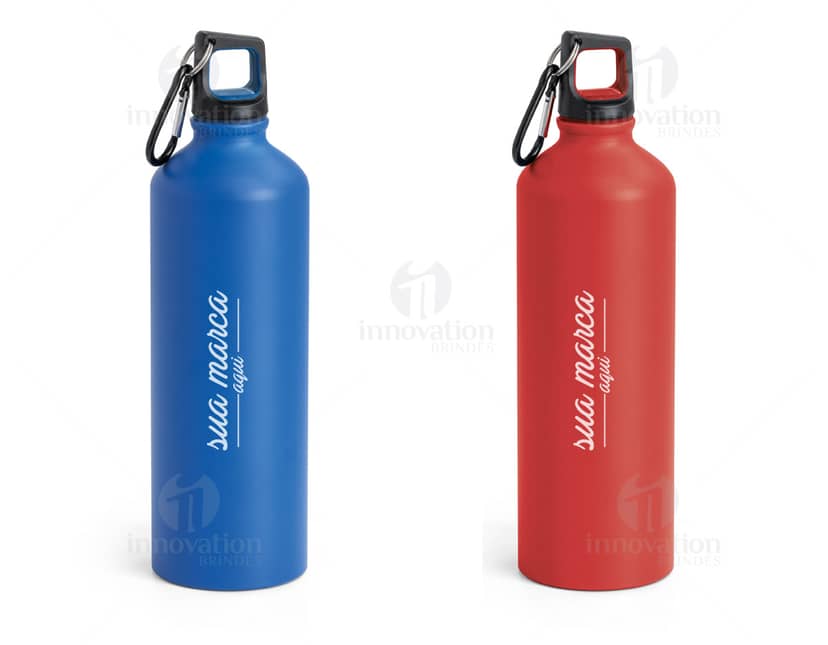 Garrafa de metal fosco de 750ml com mosquetão.