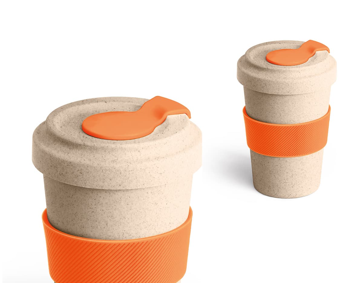 Copo para viagem de fibra de bambu com capacidade de 450ml. Copo para viagem de fibra de bambu com capacidade de 450ml.