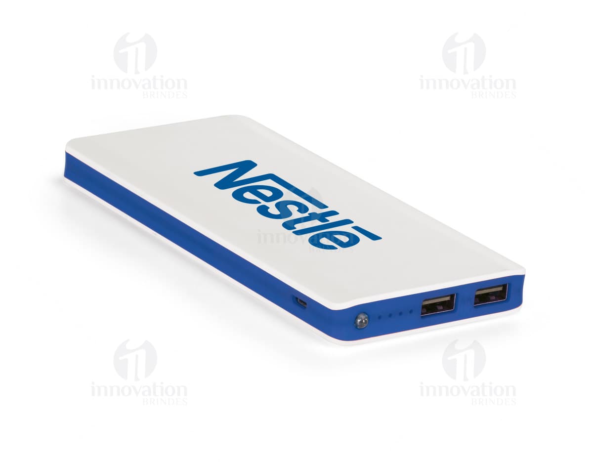 Power bank com LED de 11000mAh e 2 portas USB. Power bank com LED de 11000mAh e 2 portas USB.