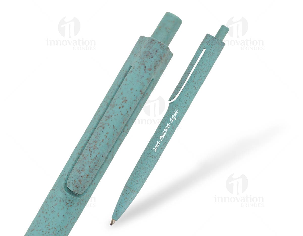 Caneta metal brilhante com detalhes em couro e mecanismo de giro. Caneta metal brilhante com detalhes em couro e mecanismo de giro.
