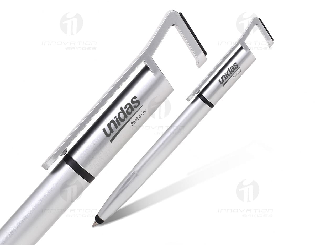 Caneta touch com suporte para celular em cores variadas. Caneta touch com suporte para celular em cores variadas.