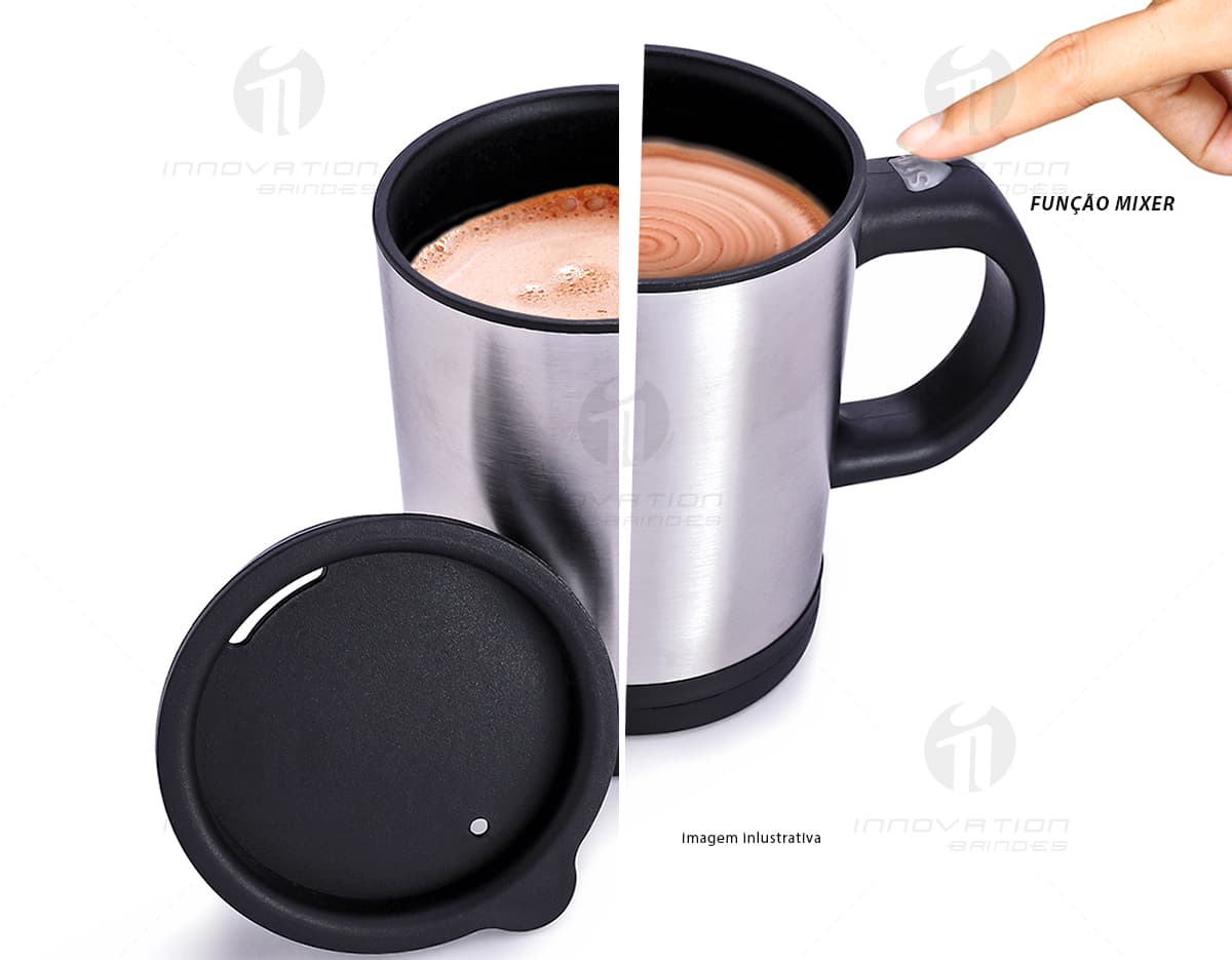 Caneca metal com tampa plástica. Caneca metal com tampa plástica.