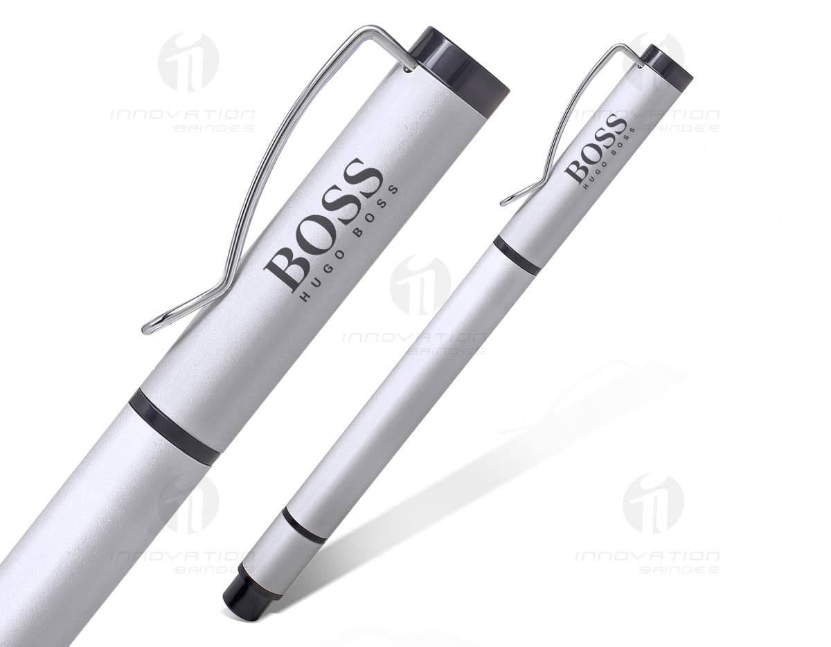 Caneta de metal marca texto com tampa dupla. Caneta de metal marca texto com tampa dupla.