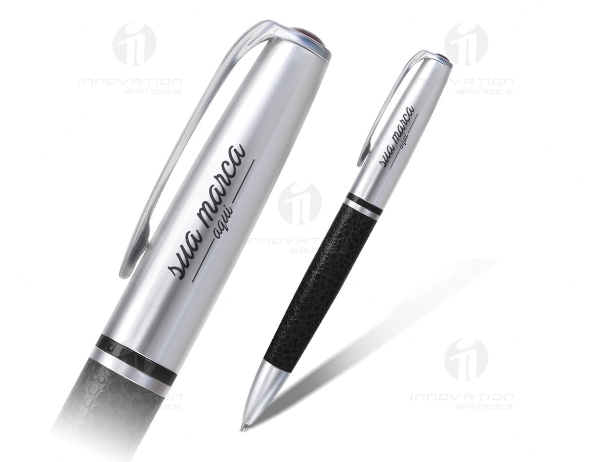 Caneta sem tinta em cor prata com design moderno e elegante. Caneta sem tinta em cor prata com design moderno e elegante.