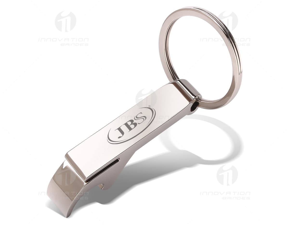 Chaveiro abridor de metal personalizado em formato de garrafa. Chaveiro abridor de metal personalizado em formato de garrafa.