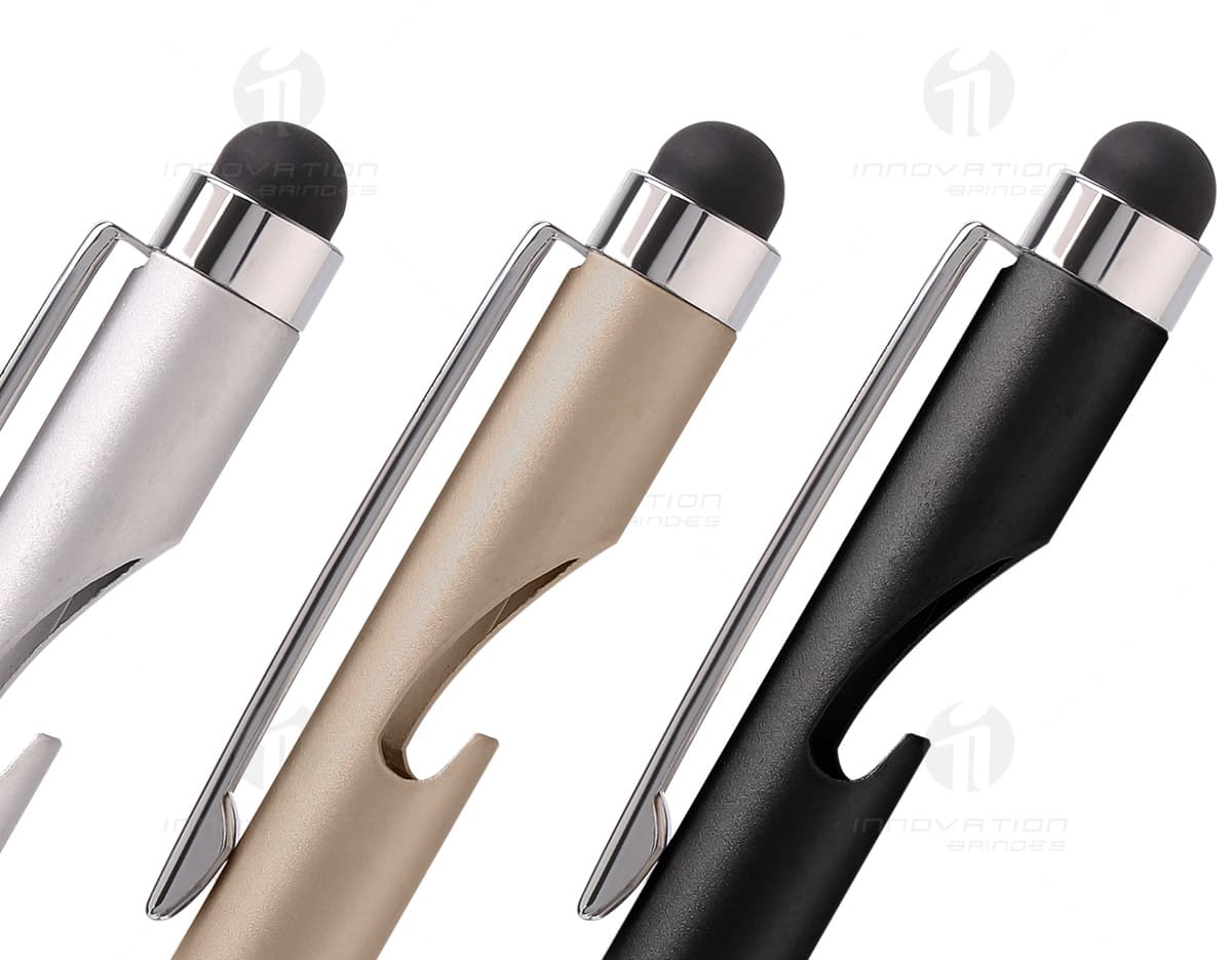 Caneta abridor 01 de cor prata com detalhes em preto, feita de metal resistente e com um design moderno e elegante. Caneta abridor 01 de cor prata com detalhes em preto, feita de metal resistente e com um design moderno e elegante.