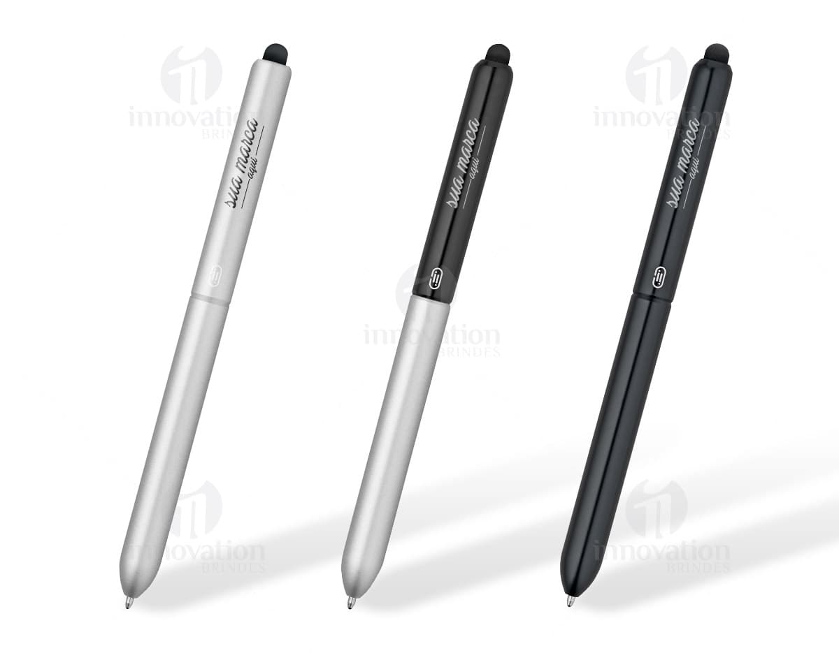 Caneta sem tinta em cor prata com design moderno e elegante. Caneta sem tinta em cor prata com design moderno e elegante.