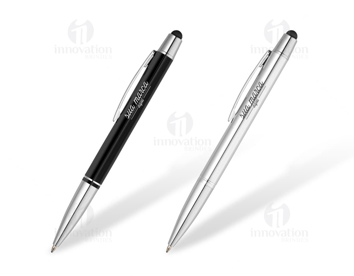 Caneta de metal com touch, item de escrita e ponta sensível ao toque para uso em papel e dispositivos eletrônicos. Cor prateada e design clássico, ideal para escritório, escola ou negócios. Ótima ferramenta para desenho, assinatura e anotações. Caneta de metal com touch, item de escrita e ponta sensível ao toque para uso em papel e dispositivos eletrônicos. Cor prateada e design clássico, ideal para escritório, escola ou negócios. Ótima ferramenta para desenho, assinatura e anotações.