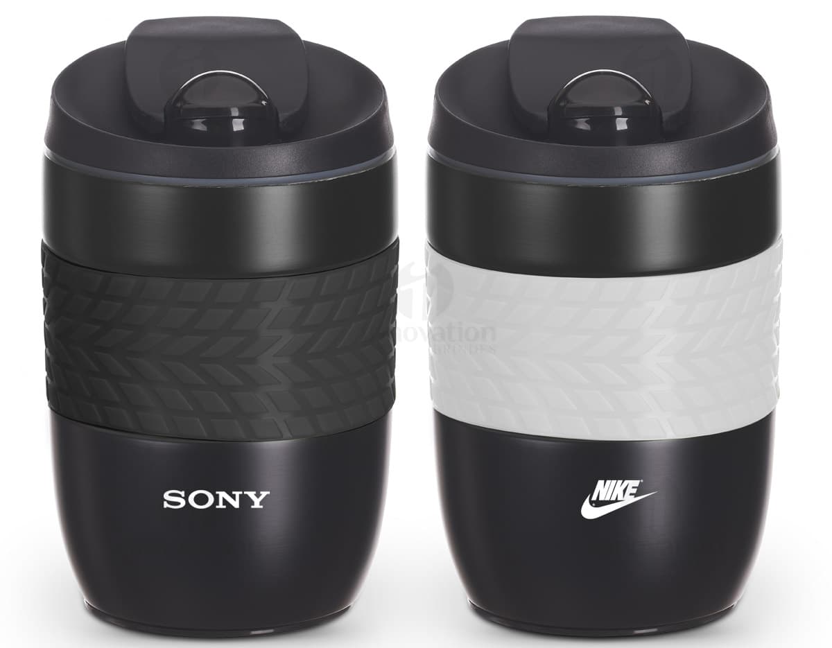 Caneca de inox com tampa, alça e capacidade de 400ml em cor preta e amarela, design elegante e moderno. Caneca de inox com tampa, alça e capacidade de 400ml em cor preta e amarela, design elegante e moderno.