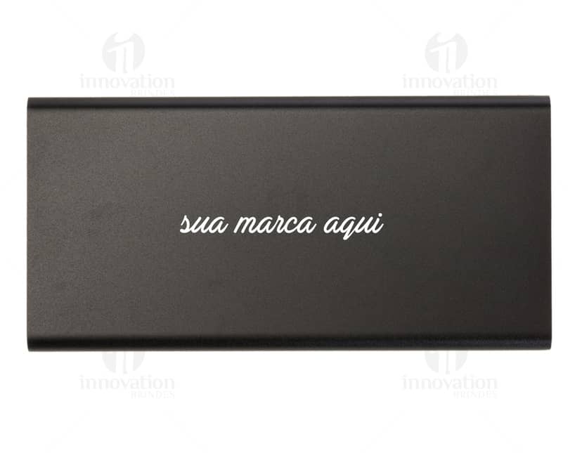Power bank de metal com indicador LED.