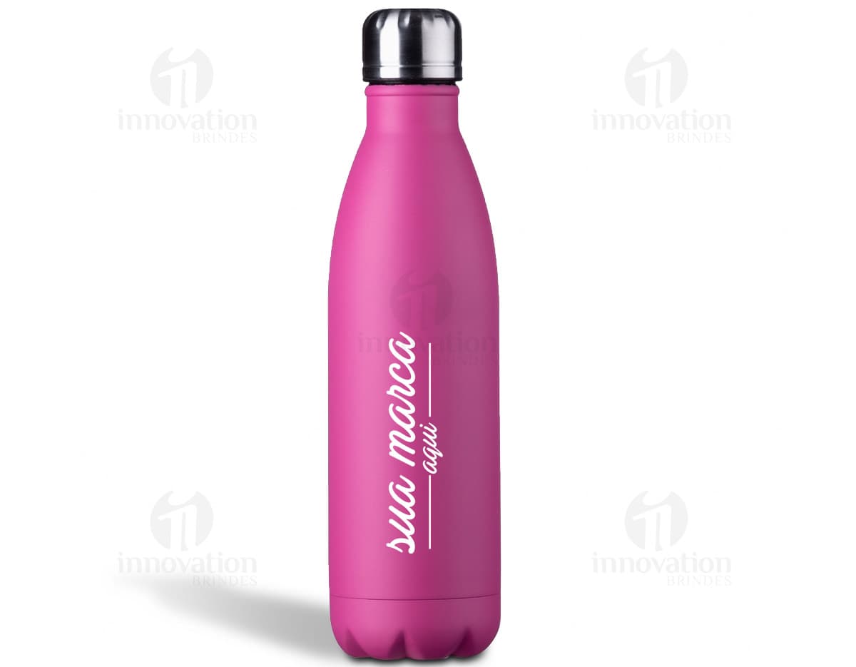 Squeeze rosa em metal fosco com capacidade para 750 ml. Squeeze rosa em metal fosco com capacidade para 750 ml.