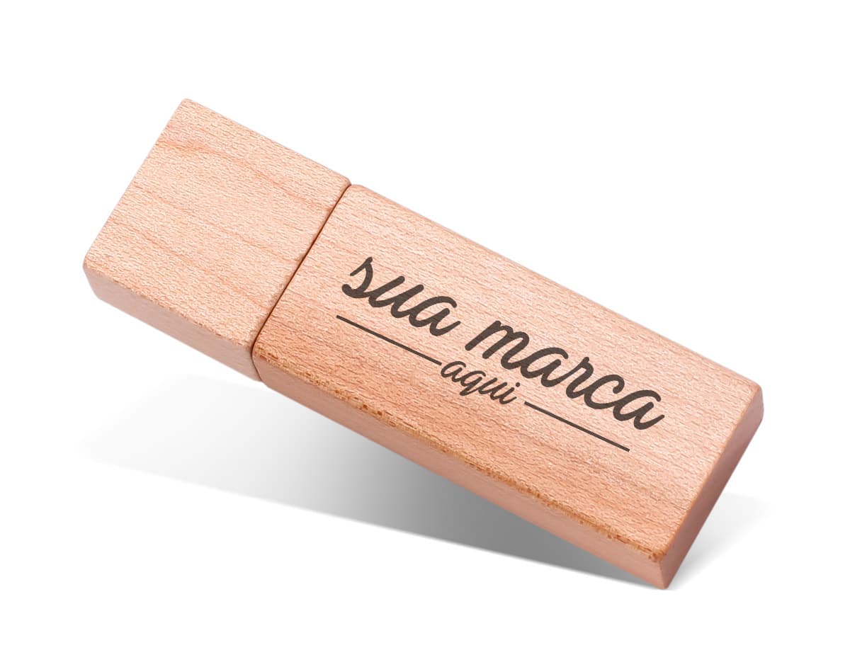 Pen drive retangular de 16GB feito de bambu. Pen drive retangular de 16GB feito de bambu.